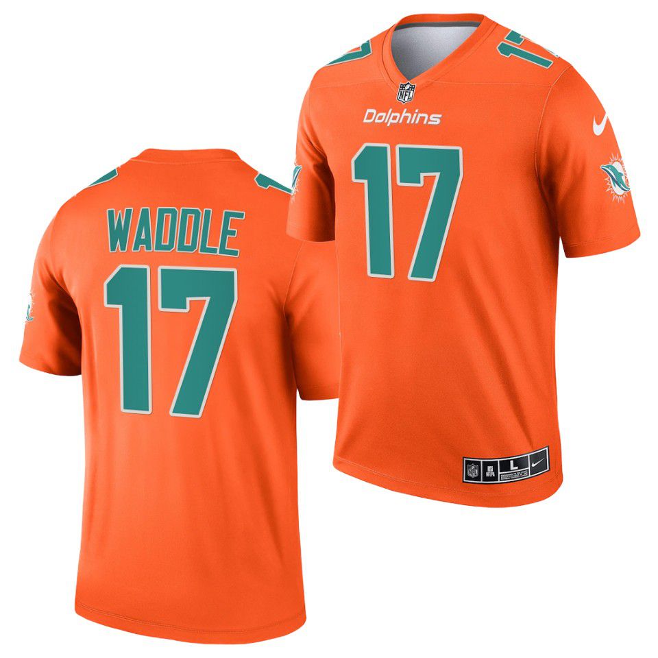 Men Miami Dolphins #17 Jaylen Waddle Nike Orange Inverted Legend NFL Jersey